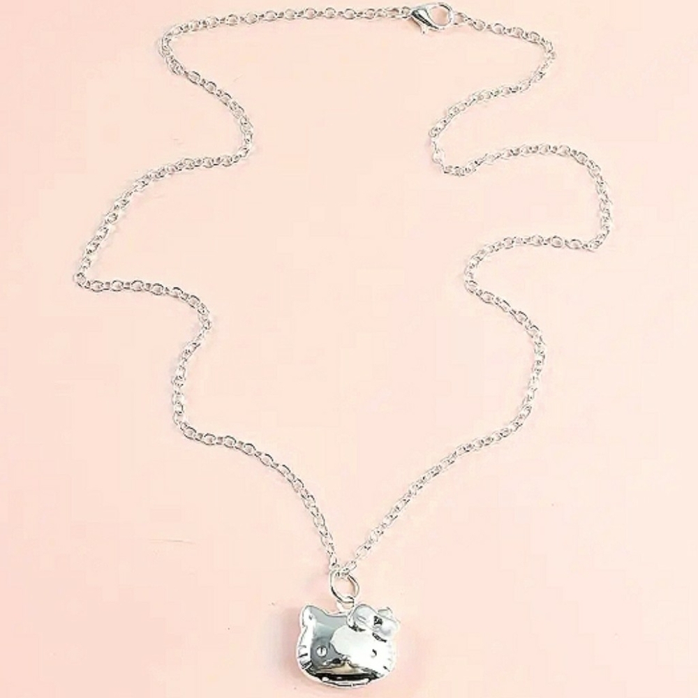 Sanrio Hello Kitty Pendant Silvertone Necklace Locket  Soft Sanriocore Kawaii - Picture 7 of 10